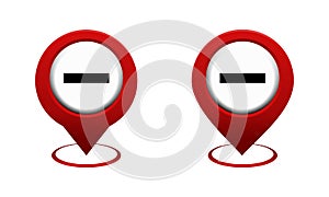 Set of map pointer with stop icon. Red map pin. Prohibited location. Do not enter.