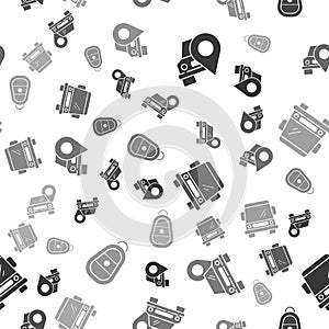 Set Map pointer with taxi, Map pointer with taxi, Car and Car key with remote on seamless pattern. Vector