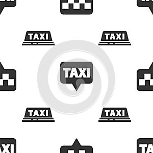 Set Map pointer with taxi, Map pointer with taxi and Taxi car roof on seamless pattern. Vector