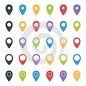 Map pointer set, colorful location marker icons