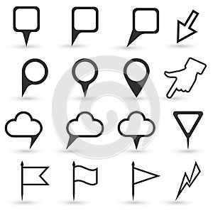 Set of map pointers. Navigation pointers collection.