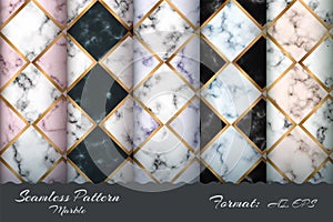 Set marble texture seamless pattern