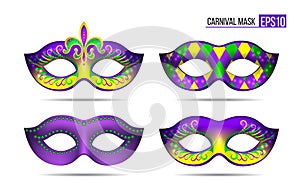 Set of Mardi gras masks photo