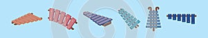 Set of marimba cartoon icon design template with various models. vector illustration isolated on blue background
