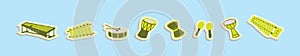 Set of marimba cartoon icon design template with various models. vector illustration isolated on blue background