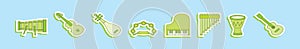 Set of marimba cartoon icon design template with various models. vector illustration isolated on blue background