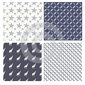 Set of marine seamless patterns