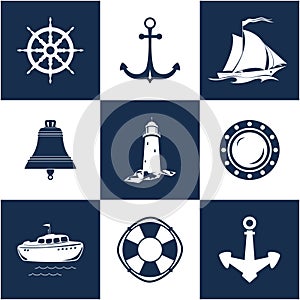 Set of marine travel icons