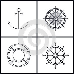 Set of maritime icons, vector illustration
