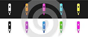 Set Marker pen icon isolated on black and white background. Felt-tip pen. Vector