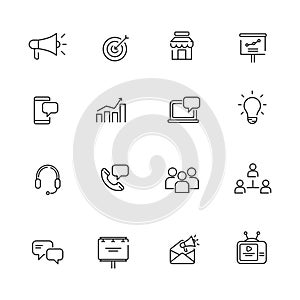 Set of marketing icons in line style
