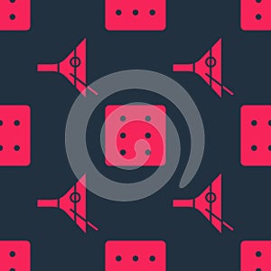 Set Martini glass and Game dice on seamless pattern. Vector