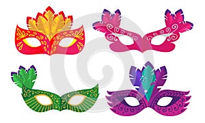 Set of masks for carnivals or masquerade costumes vector illustration