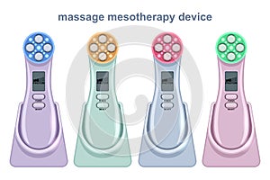 Set massage mesotherapy infrared device realistic isolated white background