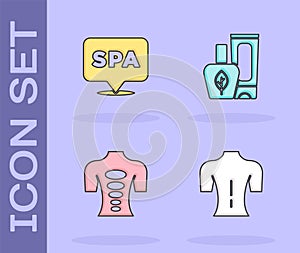 Set Massage, Spa salon, stone therapy and Ointment cream tube icon. Vector