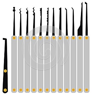 Set of master keys or picklock