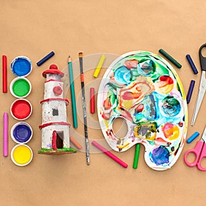 A set of materials for creativity and drawing Hobbies.