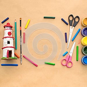 A set of materials for creativity and drawing Hobbies.