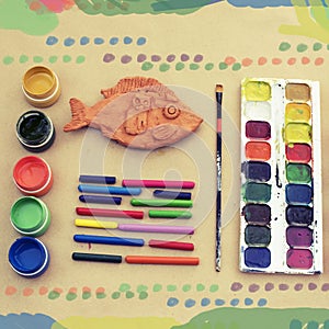 A set of materials for creativity and drawing Hobbies.