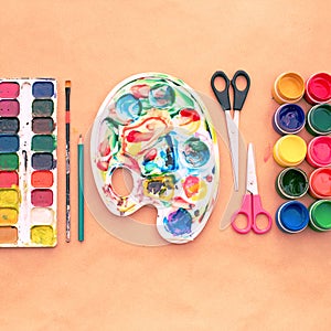 A set of materials for creativity and drawing Hobbies.