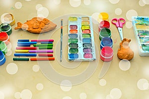 A set of materials for creativity and drawing Hobbies.