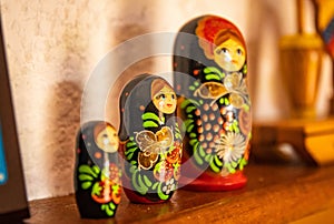 Set of matroshka russian wooden doll traditional toy photo
