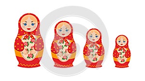 Set of Matryoshka Russian Nesting Doll. Traditional Russian Culture. Folk toy. Babushka doll.