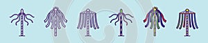 Set of maypole cartoon icon design template with various models. vector illustration isolated on blue background