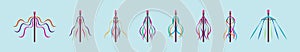 Set of maypole cartoon icon design template with various models. vector illustration isolated on blue background