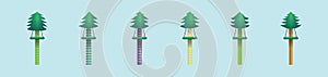 Set of maypole cartoon icon design template with various models. vector illustration isolated on blue background