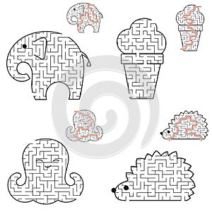 A set of mazes. Game for kids. Puzzle for children. Labyrinth conundrum. Flat vector illustration photo