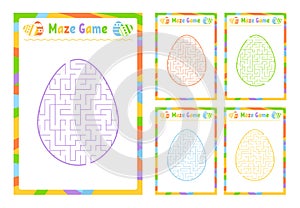 A set of mazes. Game for kids. Puzzle for children. Maze conundrum. Cartoon style. Visual worksheets. Activity page. Color vector