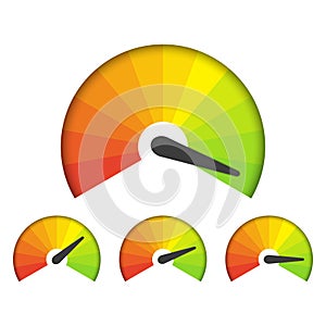 Set of measuring icons on a white background. Speedometer icons set