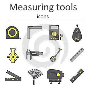 A set of measuring instruments used in construction to measure distances and other variables. photo