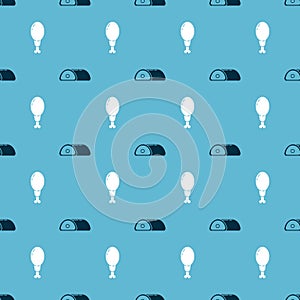 Set Meat and Chicken leg on seamless pattern. Vector