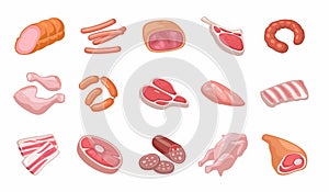Set meat products. Vector color vector icon