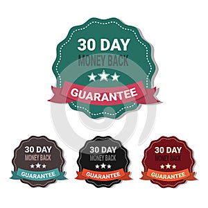 Set Of Medals Money Back In 30 Days Guarantee Stickers Collection Isolated