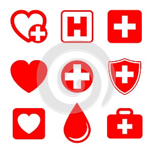Set Medecine and Health flat icons. Collection health care medical sign icons - vector