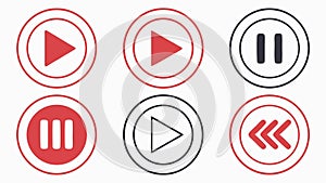 Set of Media Player Vector Icons, Play, Pause, Fast Forward, vector design Generative AI