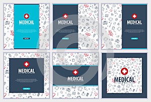 Set of Medical banners. Health care. Vector medicine illustration.