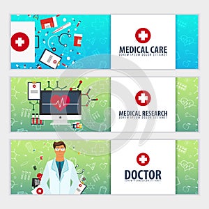 Set of Medical banners. Health care. Vector medicine illustration.