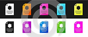 Set Medical clipboard with clinical record icon isolated on black and white background. Health insurance form