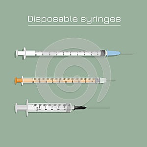 Set of medical disposable syringes