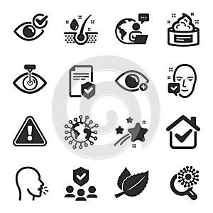 Set of Medical icons, such as Farsightedness, Eye laser, People insurance symbols. Vector