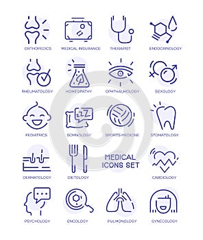 Set of medical icons, vector line signs