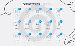 Set of Medical mask, Insurance policy and Eye target line icons for web app. Pictogram icon. Vector