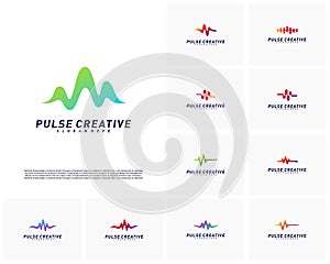 Set of Medical Pulse or Wave logo design concept.Health Pulse logo template vector. Icon Symbol
