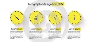 Set Medical surgery scalpel, Wheelchair for disabled person, tweezers and Tooth drill. Business infographic template