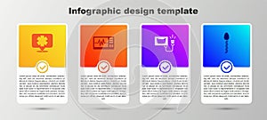 Set Medical symbol of the Emergency, Monitor with cardiogram, Ultrasound and Sperm. Business infographic template