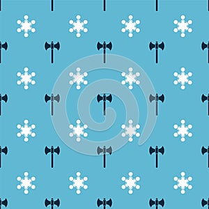 Set Medieval axe and Police badge on seamless pattern. Vector